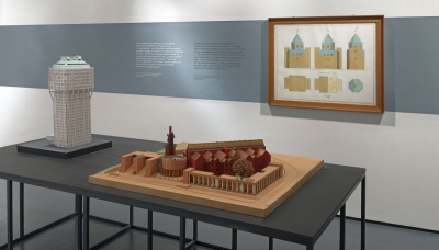 <br>Architetti BBPR, "Velasca Tower", 1950-58 Milan (left model); Aldo Rossi, "Deutsches Historisches Museum", 1979-1980, Berlin (right model); Aldo Rossi, "Teatro del Mondo", 1979-80 (right top) - Photograph © Attilio Maranzano